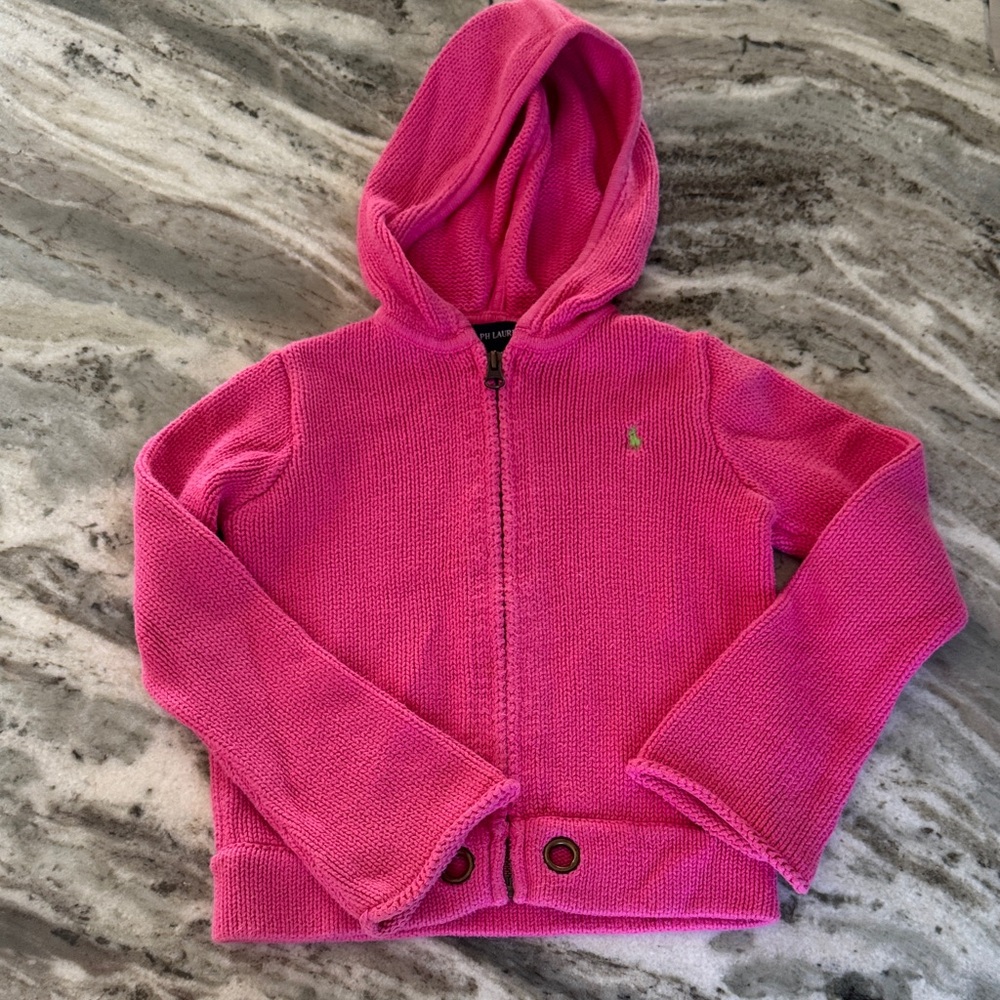 Rolled cuff Ralph Lauren Pink Hooded Kids Sweater
